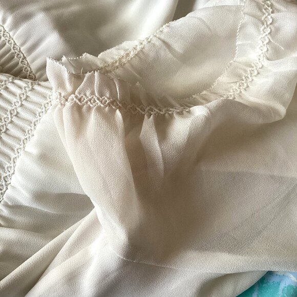 Wilfred Daughter Dress Women's Puff-Sleeves Button-Front Midi Smocking Ruffles - Picture 13 of 15